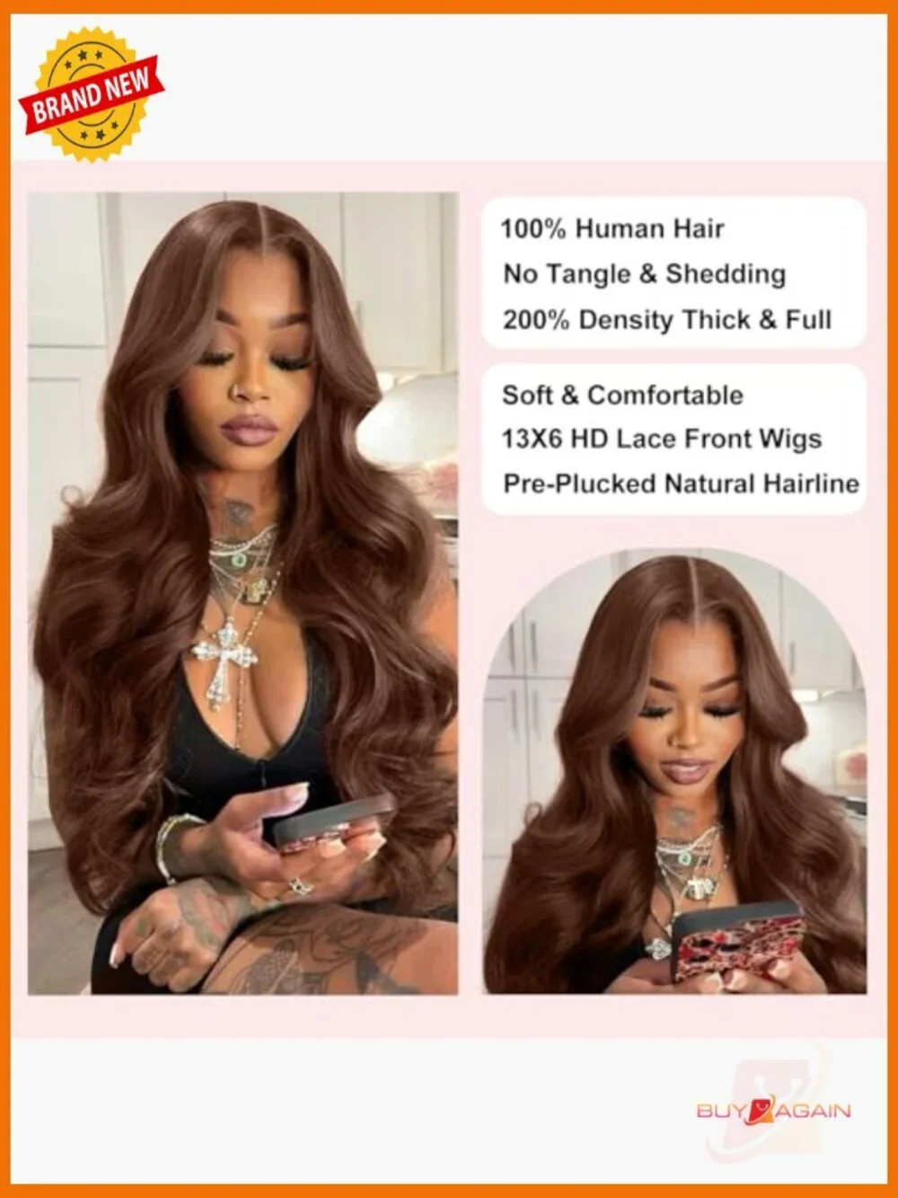 30 Inch Body Wave 13x6 HD Lace Front Wig Human Hair 200 Density Pre Plucked